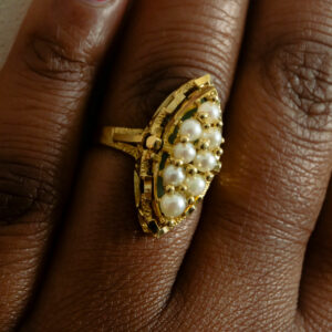 Bague Marquise Réversible Perle, Turquoise Or Jaune 18K