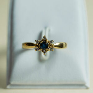 Alternative view of Bague Marguerite Saphir Diamants Or Jaune 18K #51