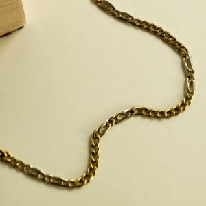 Alternative view of Chaîne Maille Gourmette Alternée Or Jaune 18K 50cm